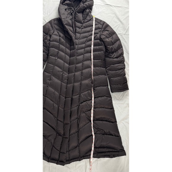 Patagonia Women Down Long Puffer Coat downtown Loft chocolate Brown Sz M Hooded - Picture 8 of 16